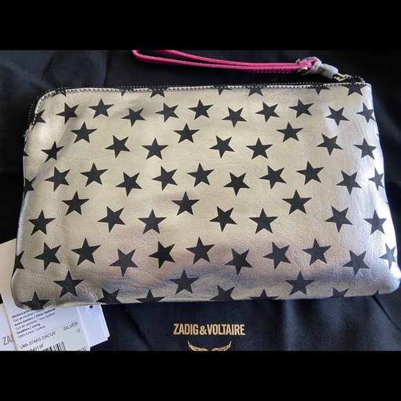 Zadig & Voltaire Uma Stars Circus Wristlet Silver - Picture 4 of 11